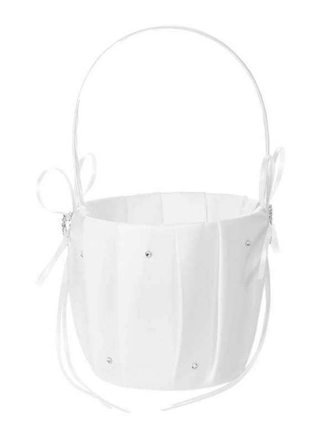 Decdeal Flower Bowknot Ring Bearer Pillow And Flower Gift Basket Set White 12.09 x 8.35 x 3.9inch  - Image 3
