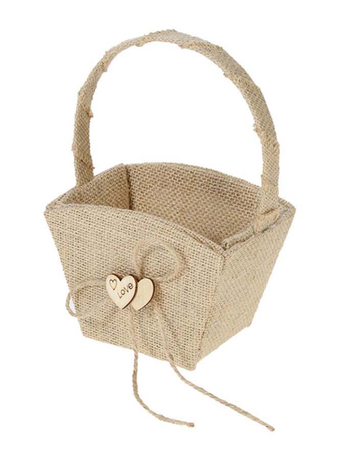 Decdeal Vintage Rustic Burlap Gift Basket Beige 7 x 7inch  - Image 2
