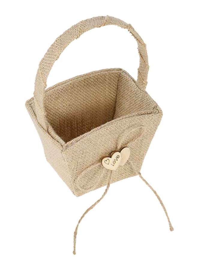 Decdeal Vintage Rustic Burlap Gift Basket Beige 7 x 7inch  - Image 3