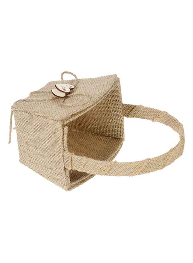 Decdeal Vintage Rustic Burlap Gift Basket Beige 7 x 7inch  - Image 4