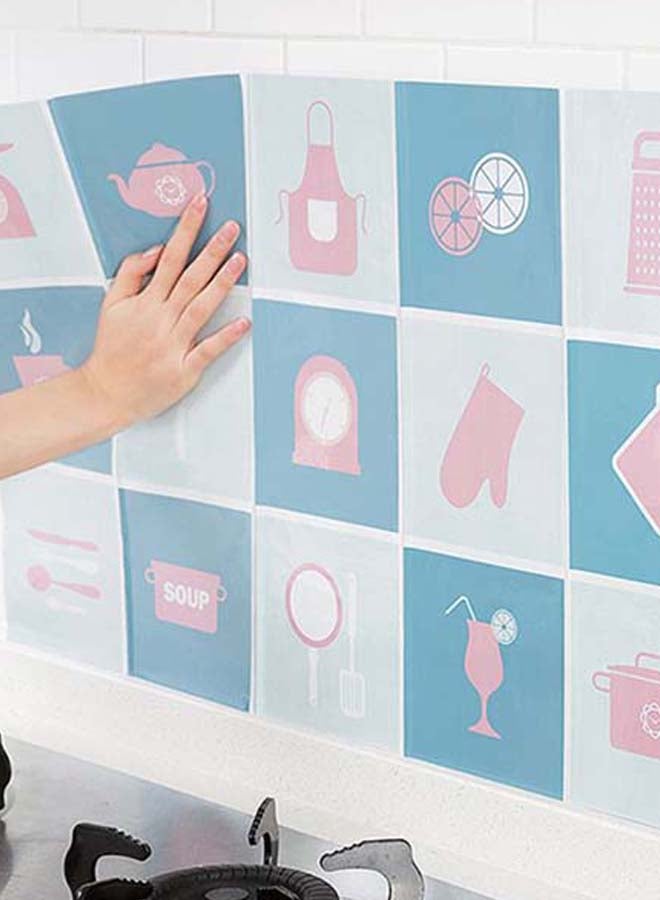 Sharpdo Heat Resistant Kitchen Wall Sticker Blue/Pink/White - Image 2