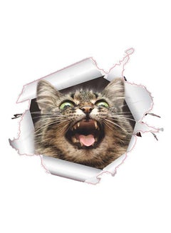 3D Kitten Toilet Seat Sticker Brown/White 18 x 18centimeter