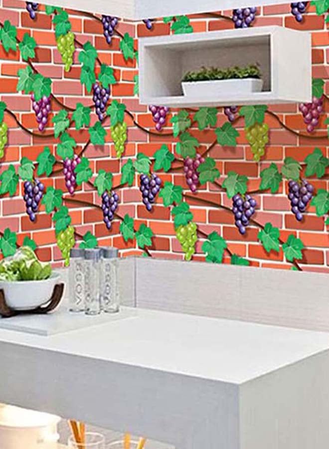 شاربدو ملصق جداري للزينة بتصميم على شكل طوب وعريشة العنب متعدد الألوان 45 x 100سم - Image 3