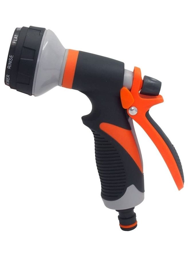 8-Pattern Water Nozzle Head Hose Sprayer Grey/Orange - Image 2