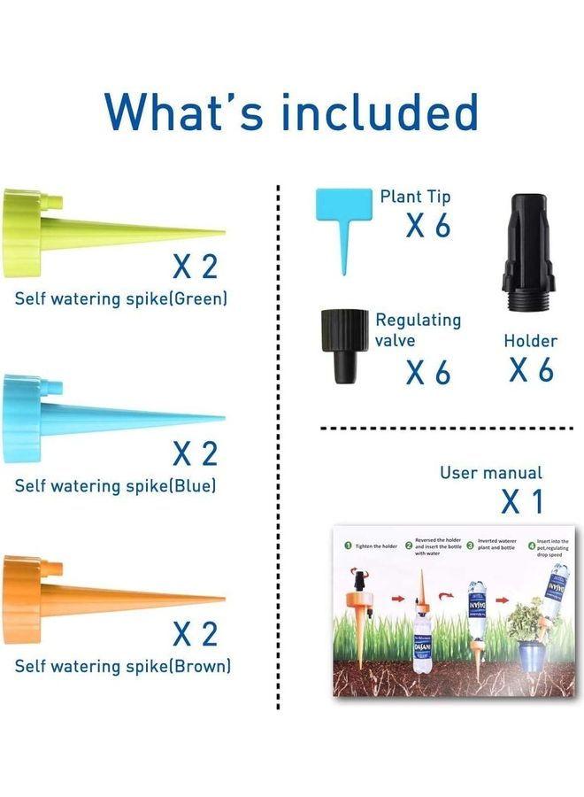 6-Piece Automatic Plant Waterer Device Irrigation Dripper with Slow Release Control Valve Multicolour - Image 3