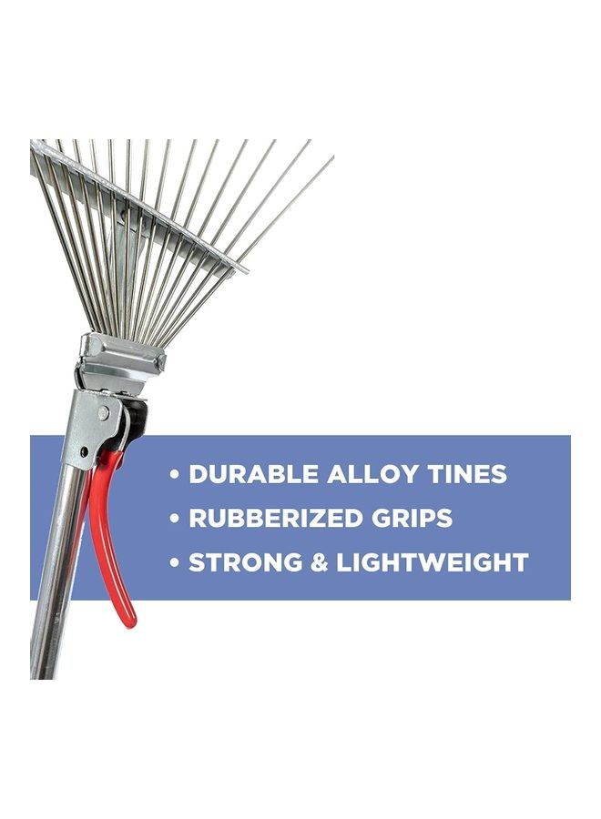 Professional Adjustable Telescopic Folding Leaf Rake Silver