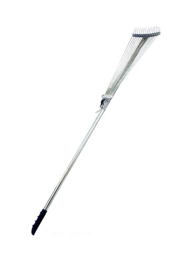 Professional Adjustable Telescopic Folding Leaf Rake Silver