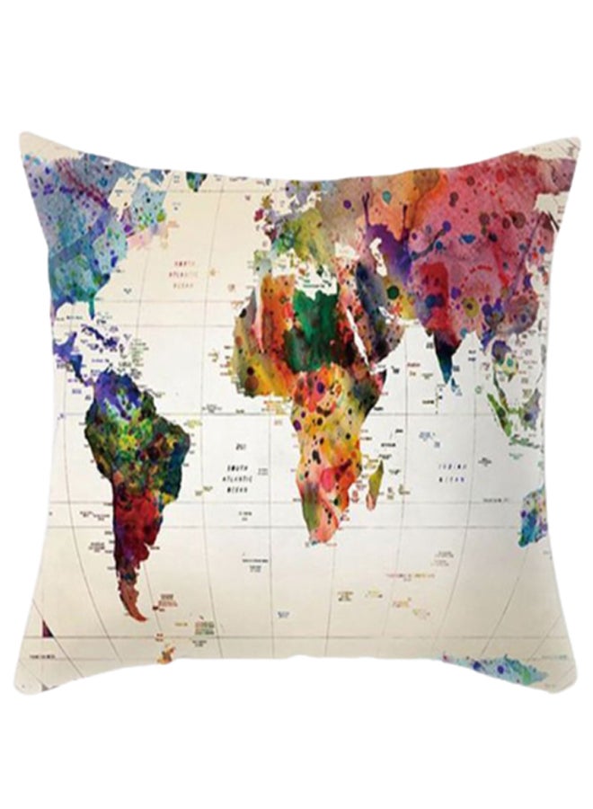 Sharpdo Map Printed Pillow Cover Linen Multicolour - Image 1