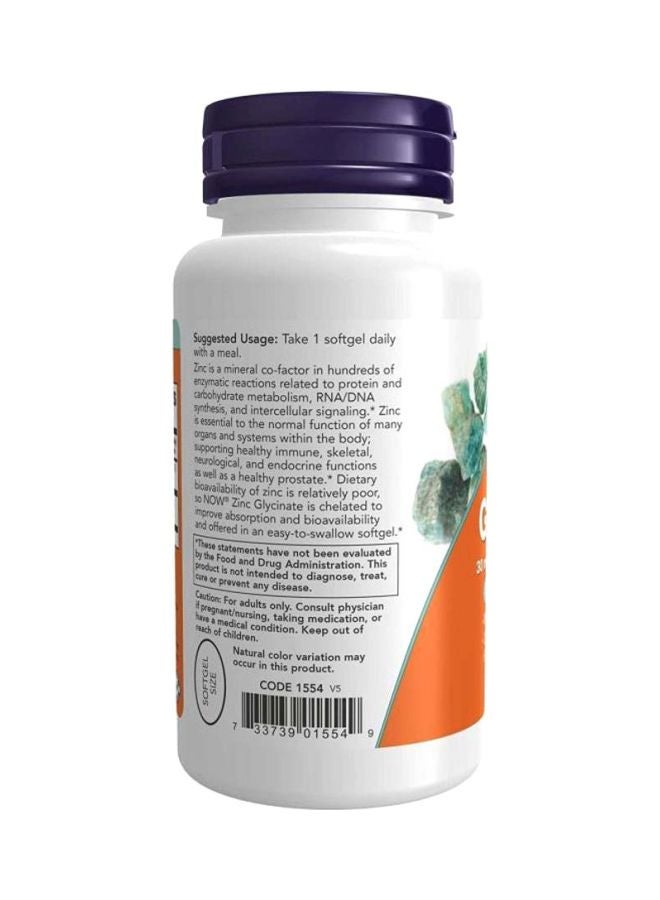 Now Foods Zinc Glycinate Dietary Supplement - 120 Softgels  - Image 3