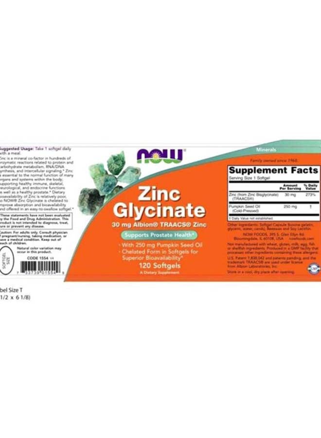 Now Foods Zinc Glycinate Dietary Supplement - 120 Softgels  - Image 4