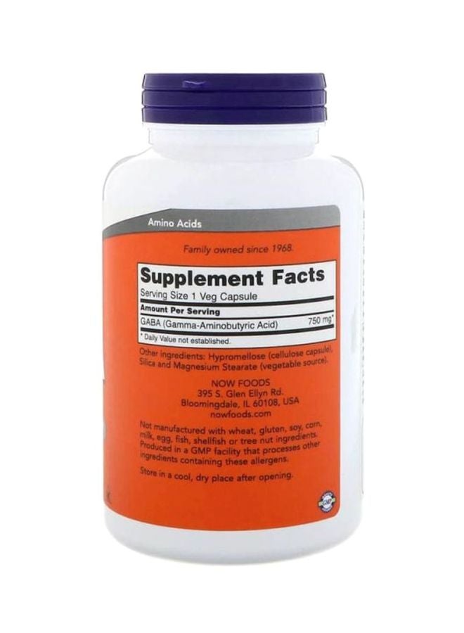 Now Foods - Gaba Dietary Supplement - 200 Capsules - Image 1