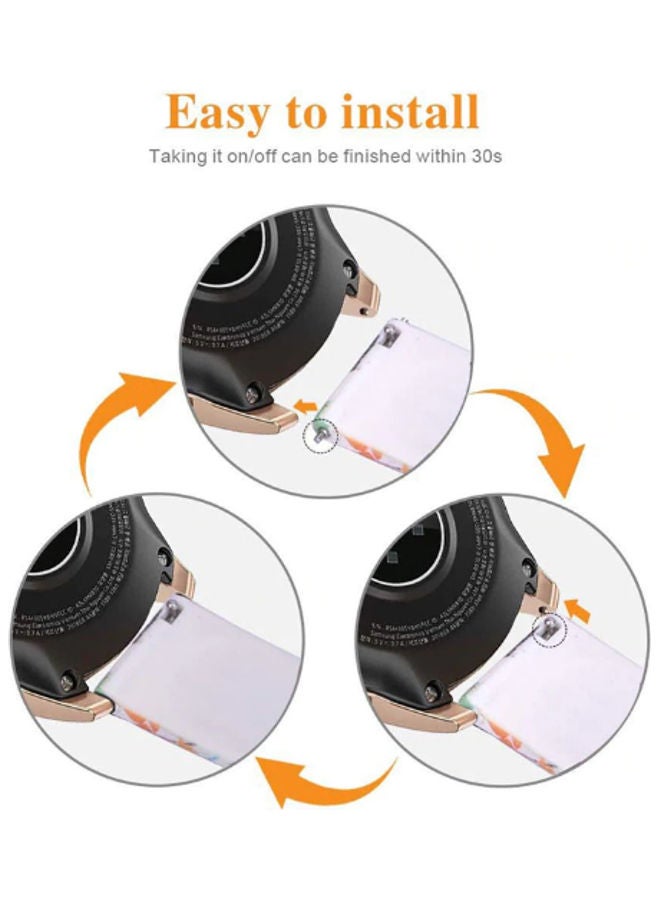 5esha Replacement Printed Strap For Samsung Watch 22mm White/Black - Image 2