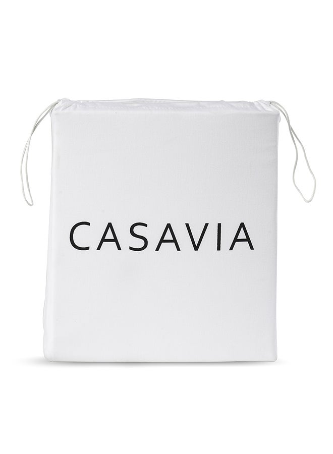 كاسافيا طقم أغطية وسائد فاخرة بحجم كينج مصنوعة من القطن بنسبة 100% ومكونة من 400 خيط قطن أبيض 20x40بوصة - Image 5