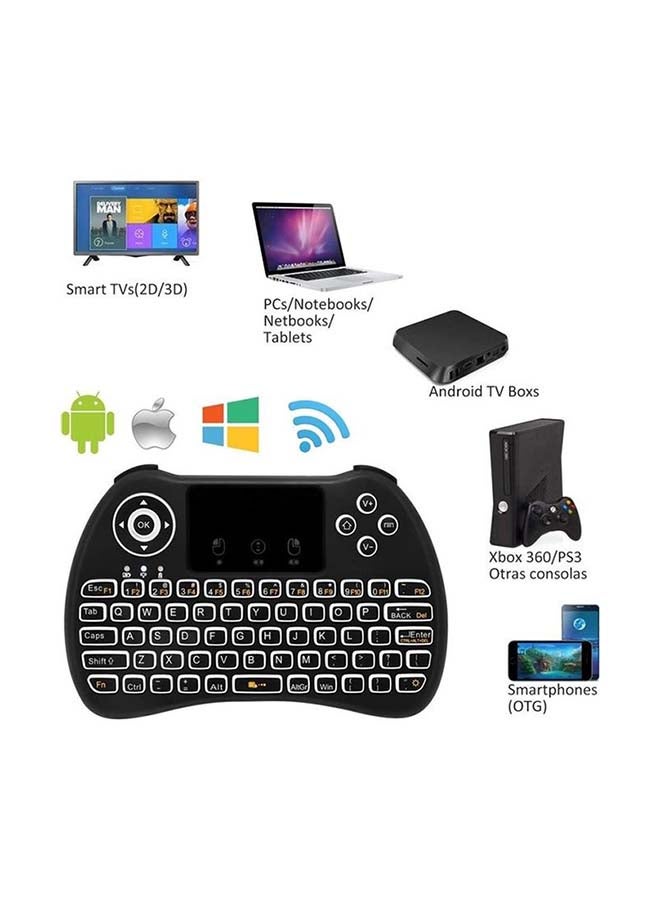 Ozone Backlit Mini Wireless Keyboard With Touchpad Mouse For Google Android TV Black  - Image 2