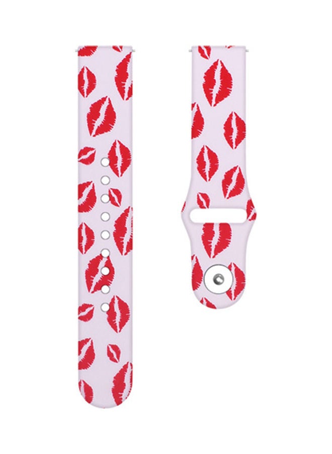 خيشة سوار بديل مزين بطبعة لساعة سامسونج مقاس 20 مم وردي/أحمر - Image 1