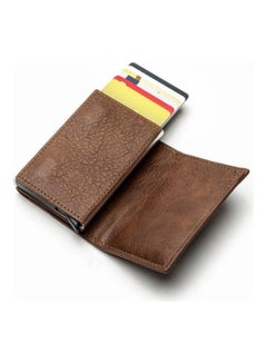 Generic Leather Wallet And Cards Metalic Holder Brown  - Image 2