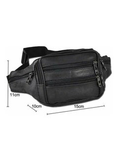 Generic Men Natural Leather Waist Belt Bag Black  - Image 1