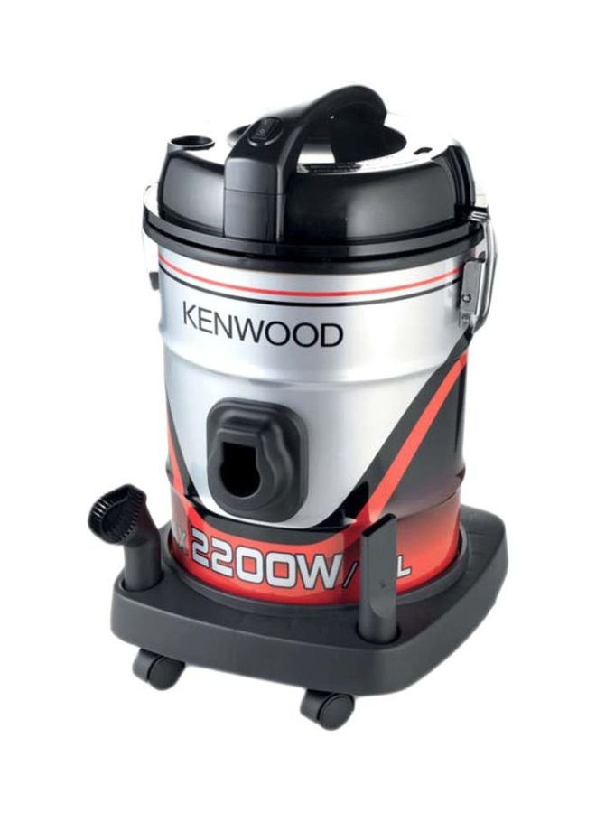 KENWOOD - Drum Vacuum Cleaner, 8M Extra Long Power Cord, Removable and Washable Filter, Upholstery Brush and Crevice Tool, 25 L 2200 W VDM60.000BR Silver/Black/Red - Image 1