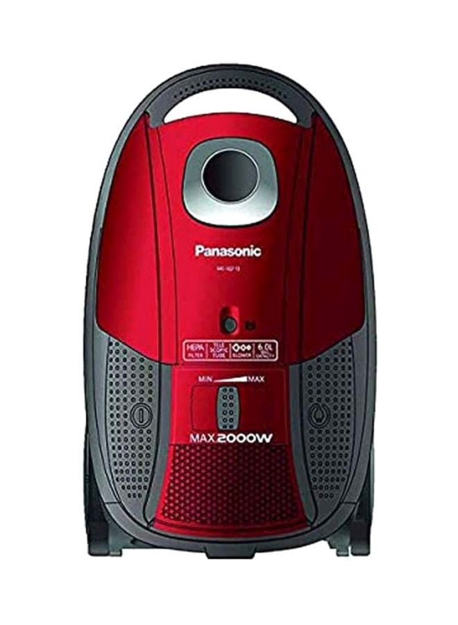 باناسونيك - مكنسة كهربائية بعلبة لتخزين الغبار سعة 6 لترات وقدرة 2000 وات 6 L 2000 W MC-CG713 أحمر/أسود/فضي - Image 1