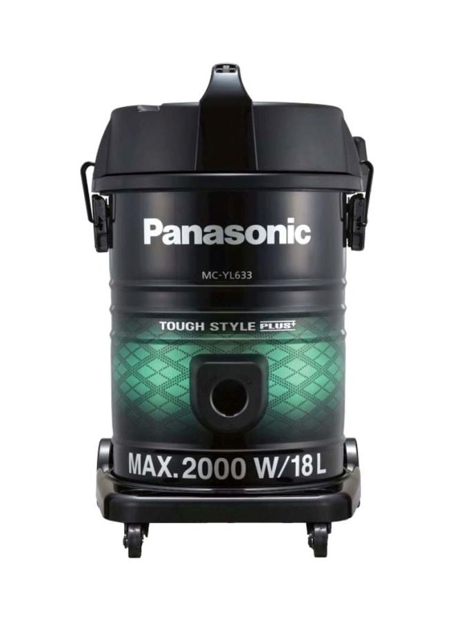 باناسونيك مكنسة كهربائية على شكل أسطوانة بتصميم متين ++ 18 L 2000 W MCYL633 أسود/أخضر - Image 1