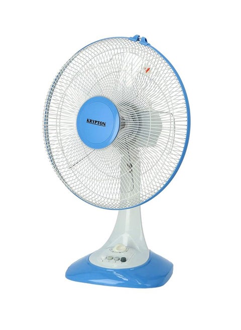 Table Fan 3 Speed Settings With Oscillating/Rotating And Static Feature KNF6026 White/Blue