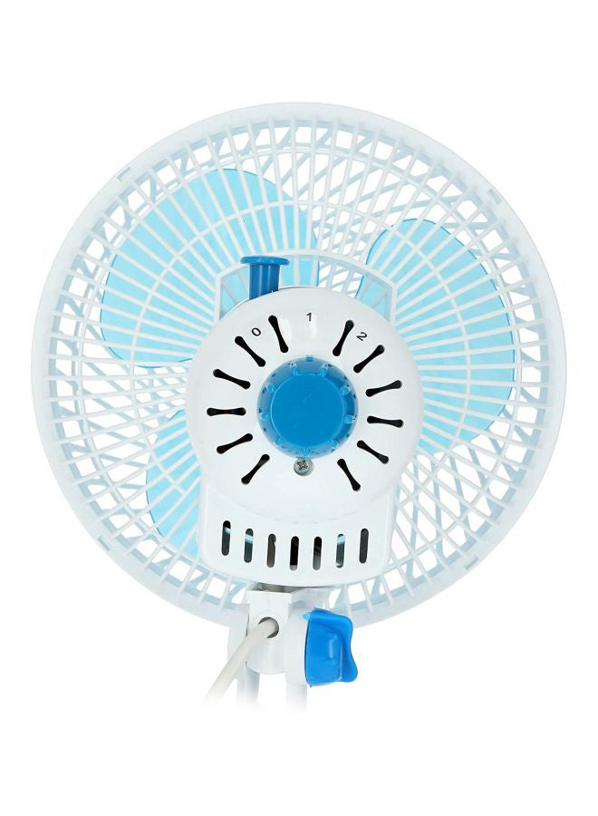 KRYPTON - 8 Inch Table Fan/ Clip Fan with 2 Speed Settings, Super Quiet Motor, Oscillating/Rotating And Static Feature, Safety Net Cover Design and Precision Plastic KNF6035NV White/Blue - Image 1