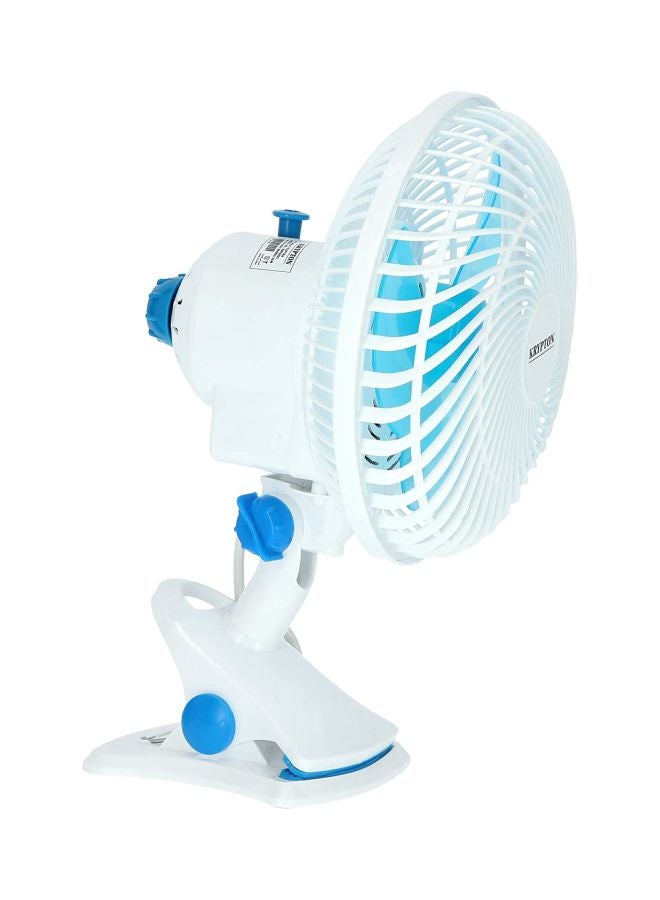 KRYPTON - 8 Inch Table Fan/ Clip Fan with 2 Speed Settings, Super Quiet Motor, Oscillating/Rotating And Static Feature, Safety Net Cover Design and Precision Plastic KNF6035NV White/Blue - Image 1