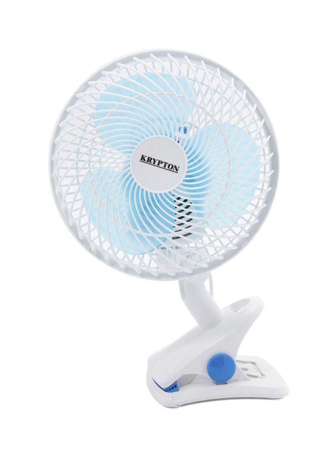 KRYPTON - 8 Inch Table Fan/ Clip Fan with 2 Speed Settings, Super Quiet Motor, Oscillating/Rotating And Static Feature, Safety Net Cover Design and Precision Plastic KNF6035NV White/Blue - Image 1