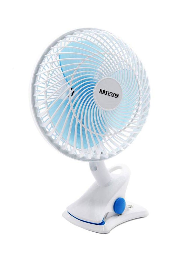KRYPTON - 8 Inch Table Fan/ Clip Fan with 2 Speed Settings, Super Quiet Motor, Oscillating/Rotating And Static Feature, Safety Net Cover Design and Precision Plastic KNF6035NV White/Blue - Image 1