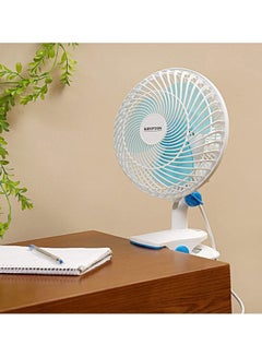 8 Inch Table Fan/ Clip Fan with 2 Speed Settings, Super Quiet Motor, Oscillating/Rotating And Static Feature, Safety Net Cover Design and Precision Plastic KNF6035NV White/Blue - v1615220016/N22638910A_7