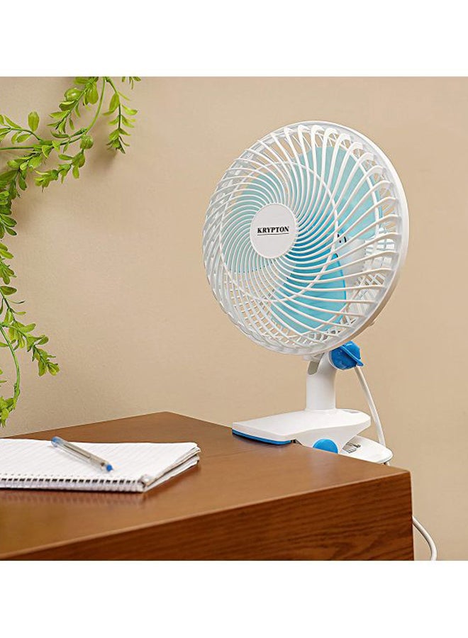 KRYPTON - 8 Inch Table Fan/ Clip Fan with 2 Speed Settings, Super Quiet Motor, Oscillating/Rotating And Static Feature, Safety Net Cover Design and Precision Plastic KNF6035NV White/Blue - Image 1