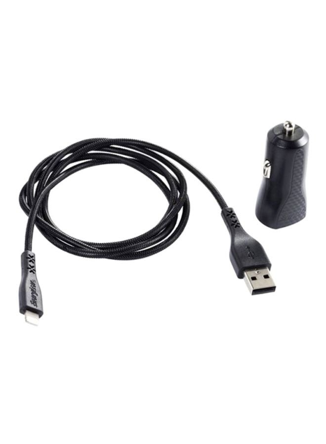 Energizer Dual USB Car Charger With Lighting Sync And Charging Cable Black  - Image 1