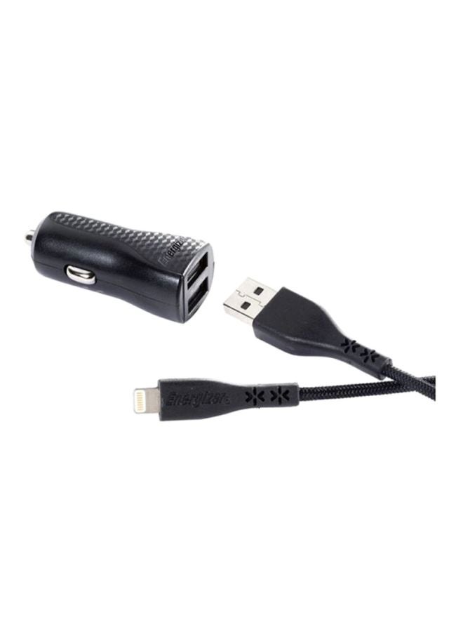 Energizer Dual USB Car Charger With Lighting Sync And Charging Cable Black  - Image 2