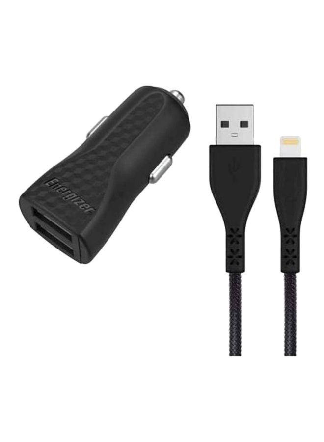 Energizer Dual USB Car Charger With Lighting Sync And Charging Cable Black  - Image 4