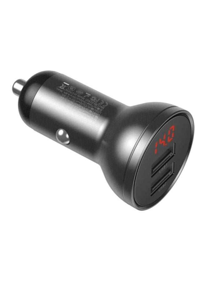 Baseus - Dual USB Phone Car Charger With 3-In-1 Multi Port Usb Cable Black/Red/Blue - Image 1