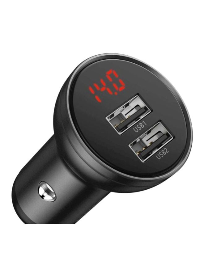 Baseus - Dual USB Phone Car Charger With 3-In-1 Multi Port Usb Cable Black/Red/Blue - Image 1