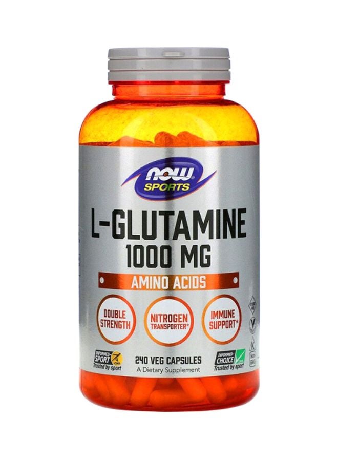 now SPORTS Now Foods L-Glutamine Dietary Supplement 240 Veg Capsules  - Image 1