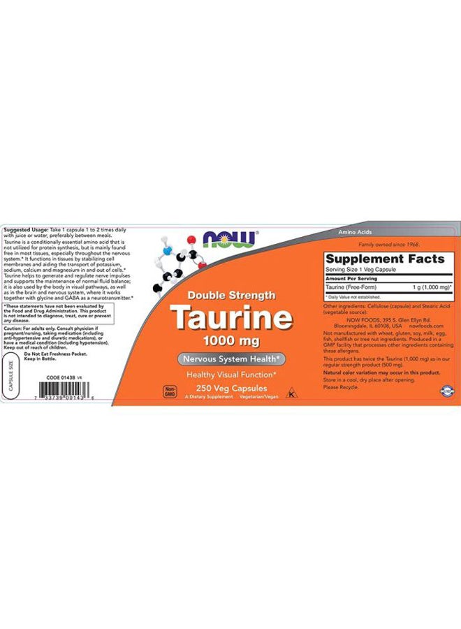 Now Foods Taurine - 250 Capsules - Image 3