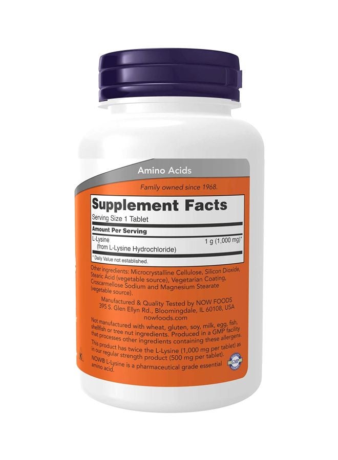 Now Foods - Double Stregth L-Lysine 1000mg - 100 Tablets - Image 1