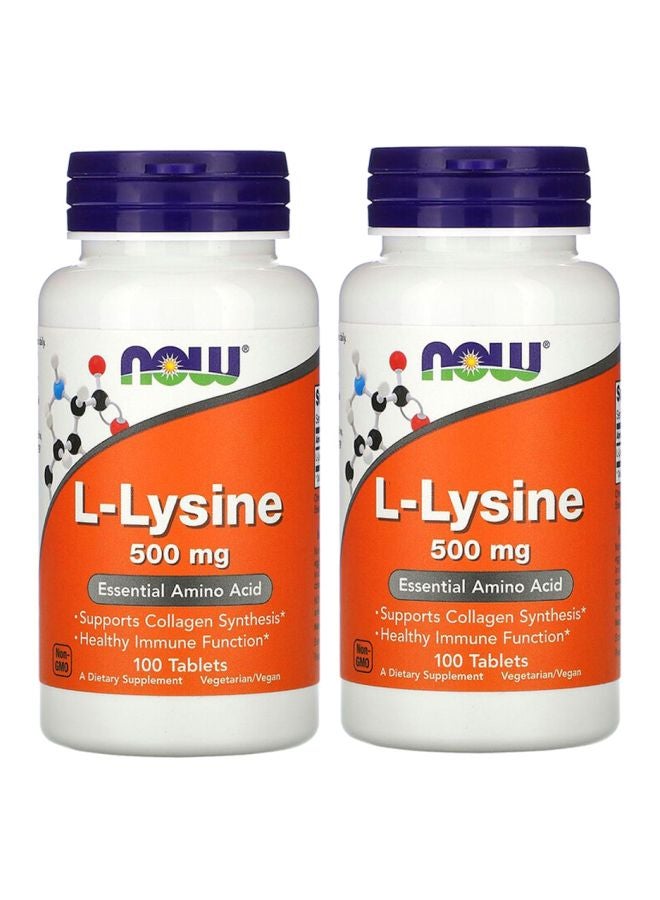 Now Foods Pack Of 2 L-Lysine 500mg - 100 Capsules  - Image 1