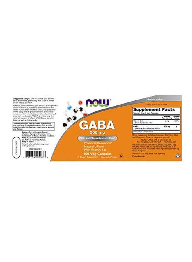 Now Foods Gaba 750mg 100 Veg Capsules  - Image 4