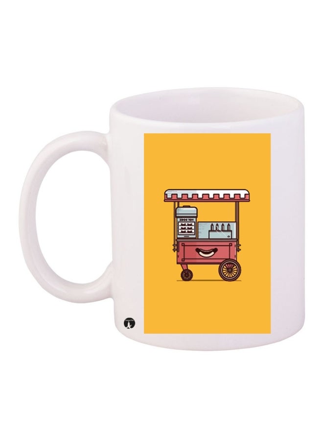 مج قهوة أبيض/أصفر