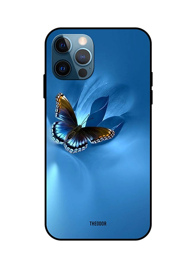 Protective Case Cover For iPhone 12 Pro Rose And Butterfly Blue