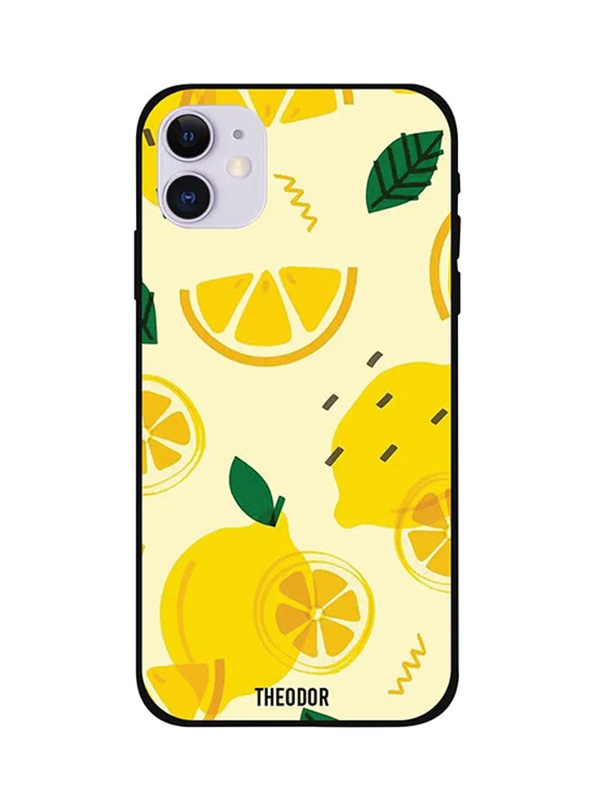ثيودور غطاء حماية واق بخلفية بطبعة ليمون لهاتف آيفون 12 أصفر