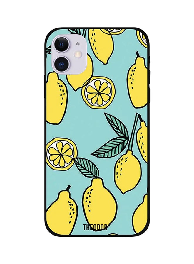 Lemon Background Turqoise Protective Case Cover For iPhone 12 Blue/Yellow