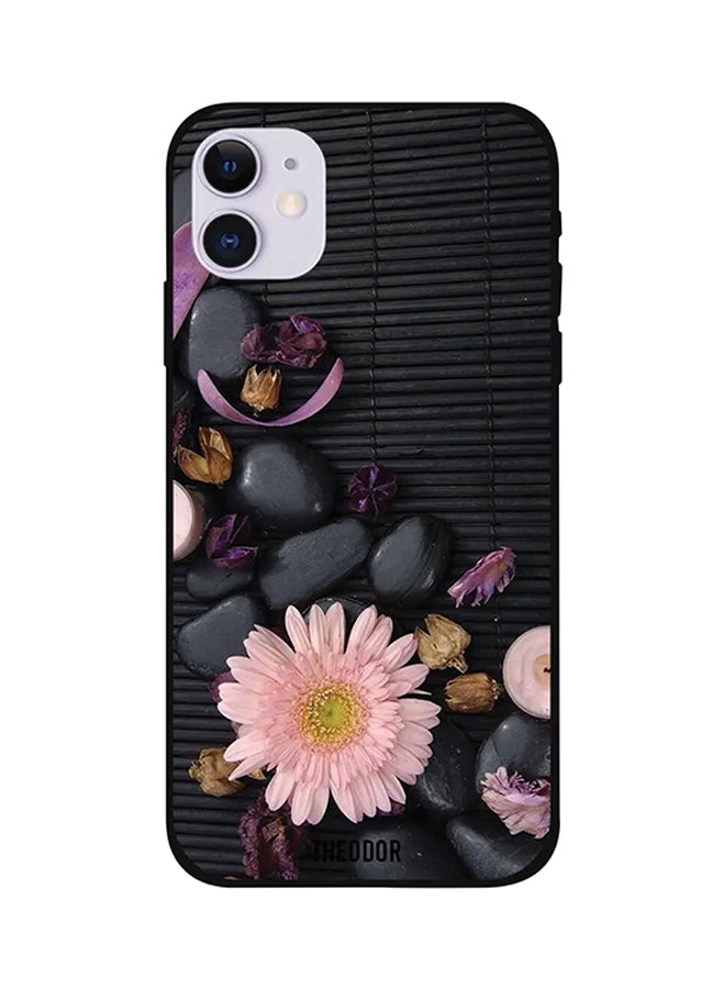 Flowers And Stones Protective Case Cover For iPhone 12 Black/Pink