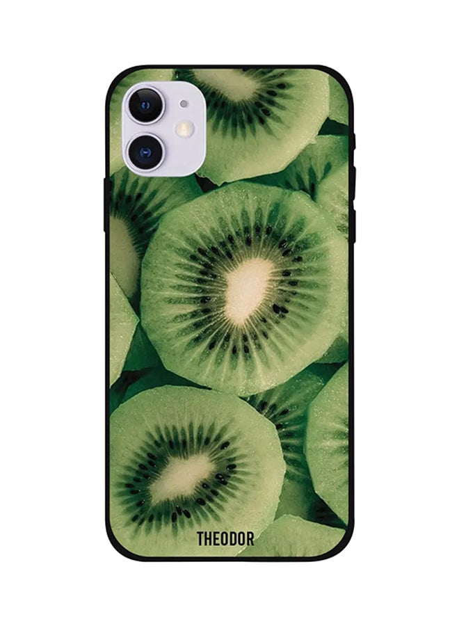غطاء حماية واق بطبعة فاكهة الكيوي لهاتف آيفون 12 . أخضر