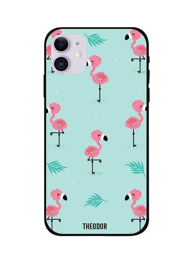 Theodor Flamingo Pattern Protective Case Cover For iPhone 12 Blue/Pink