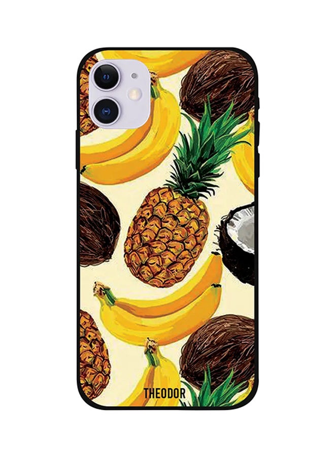 ثيودور غطاء حماية واق بطبعة أناناس وموز وجوز الهند لهاتف آيفون 12 متعدد الألوان