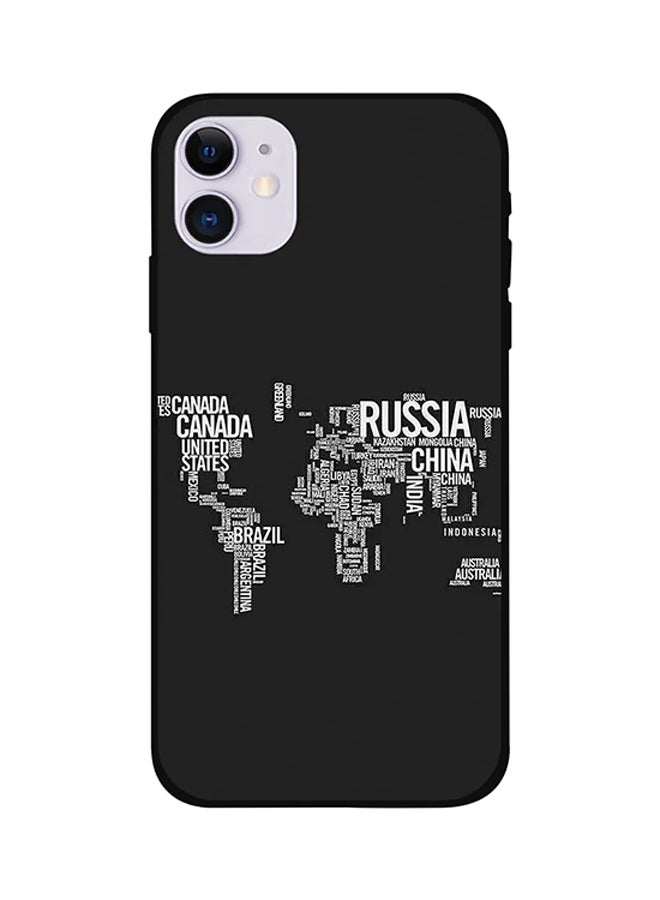 Written World Map Protective Case Cover For iPhone 12 Multicolour